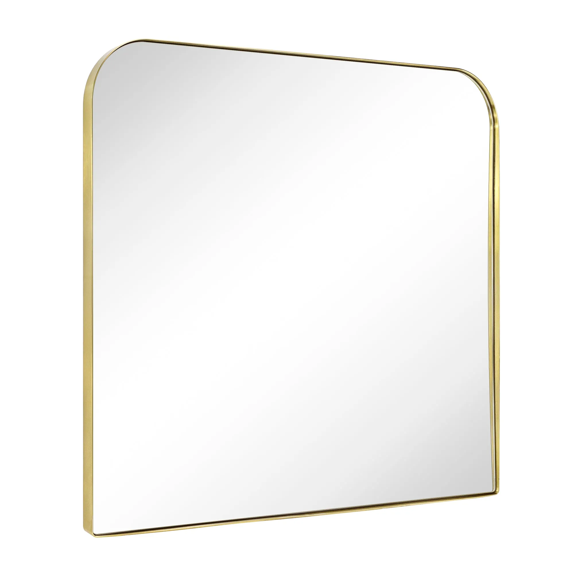 Arch Rounded Corner Mantel Framed Wall Mounted Bathroom Mirror
