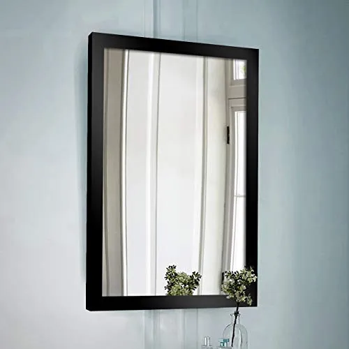 Art Street Decorative Wall Mirror for Bathroom/Vanity .Black Basics Synthetic Wood (Black, 15 X 21 Inches) (Framed, Rectangular)