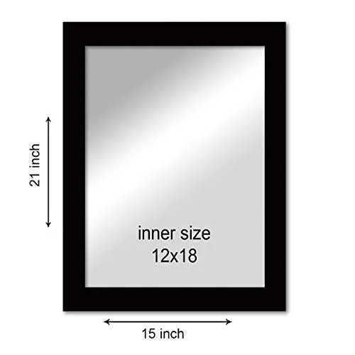 Art Street Decorative Wall Mirror for Bathroom/Vanity .Black Basics Synthetic Wood (Black, 15 X 21 Inches) (Framed, Rectangular)