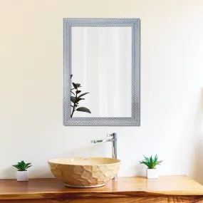 Art Street Honeycomb Design Decorative Wall Mirror, Wall Mount Rectangular Makeup Mirror, Decorative Looking Glass with Frame for Home, Bathroom & Living Room (19.4x13.4 Inches, Silver)