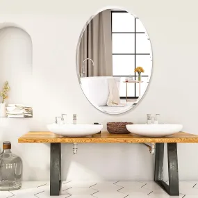 Art Street Oval Frame Wall Mirror,HD Vanity Make Up Wall Mirror Tiles for Wall Decor (17 x 23 inches, Silver)(Framed)