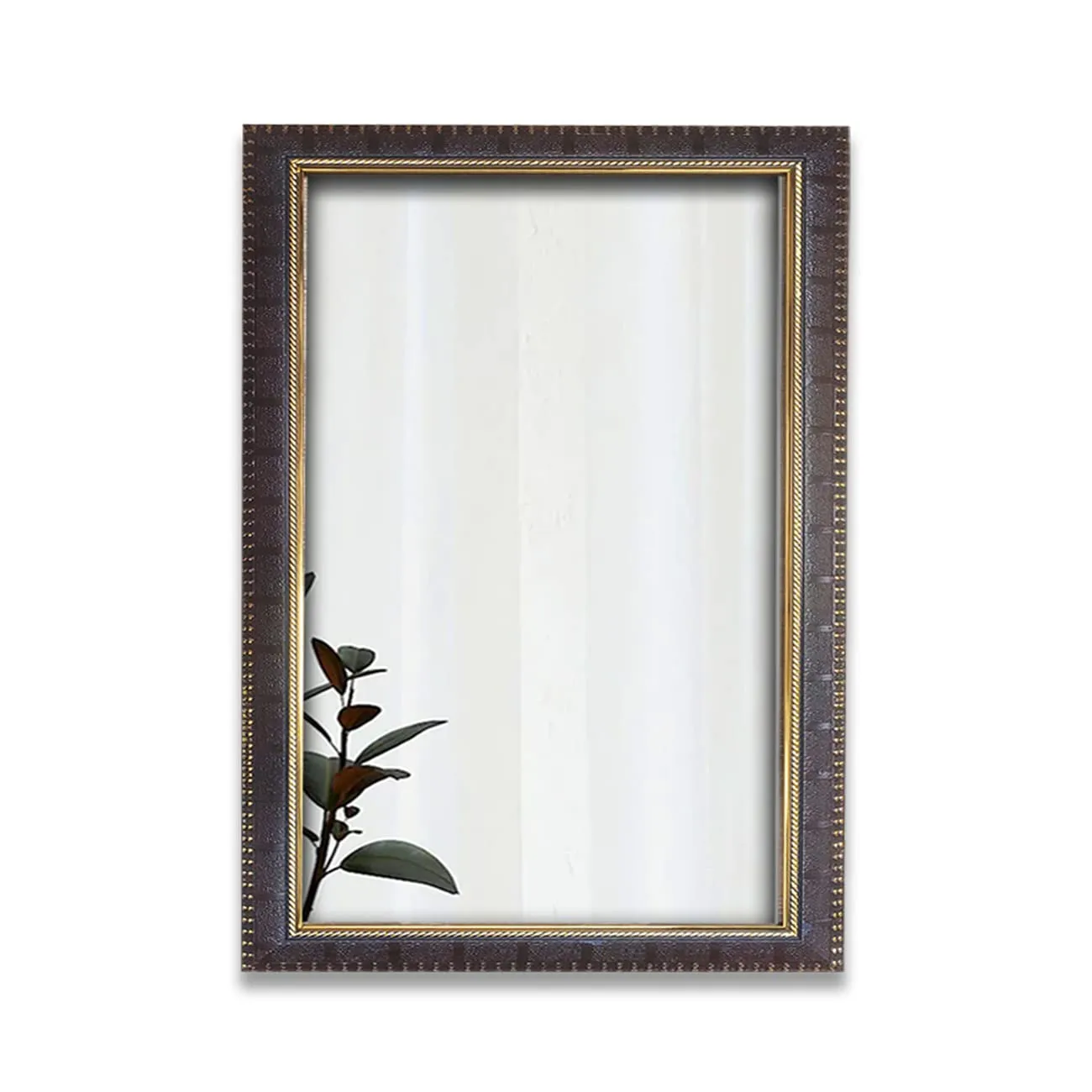 Art Street Textured Design Decorative Wall Mirror, Wall Mount Rectangular Makeup Mirror, Decorative Looking Glass with Frame for Home, Bathroom & Living Room (19.4x13.4 Inches, Golden Brown)