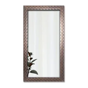 Art Street Textured Design Decorative Wall Mirror, Wall Mount Rectangular Makeup Mirror, Decorative Looking Glass with Frame for Home, Bathroom & Living Room (25.4x13.4 Inches, Golden Brown)