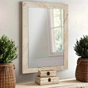 Art Street Wall Mirror for Bathroom/Vanity, Marble Finish Decorative Mirror for Living Room - 14.5 x 20.5 Inchs, Color -Beige, framed, Rectangular