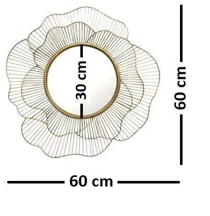 Artemade Iron Decorative Mirror Wall Mounted Hanging Mirror Sculpture Metal Golden Rose Design Modern Art Mirror for Home Decor (Artistic, Framed)