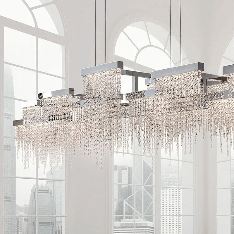 Artistic Luxury Tassel Crystal Ceiling Chandeliers - Silver/Gold
