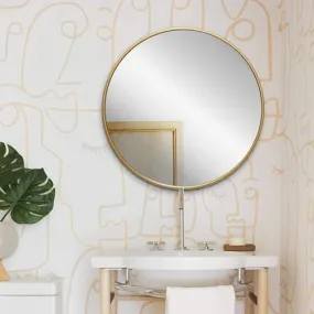 Artistiry Craftsmen Round Mirror for Bathroom, Gold Circle Mirror for Wall Mounted, Modern Brushed Brass Metal Frame Round Mirror for Wall Decor, Vanity, Living Room, Bedroom, Framed (Gold, 18Inch)