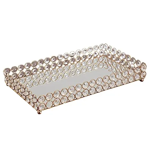 ATORSE® 3 Size - Mirrored Tray Home Decor Crystal Vanity Makeup Perfume Jewelry Tray 35X20X5Cm