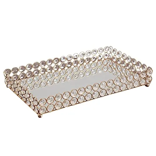ATORSE® 3 Size - Mirrored Tray Home Decor Crystal Vanity Makeup Perfume Jewelry Tray 35X20X5Cm