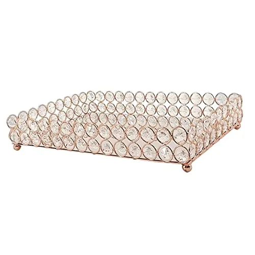 ATORSE® Mirrored Fruit Vanity Tray Storage for Wedding Wine Restaurant L Rose Gold