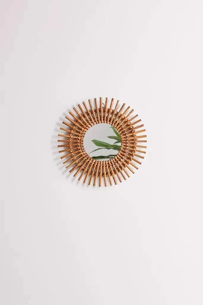 Avika Cane Bamboo Round Wall Mirror Frame for bedrooms, bathrooms, Living Rooms,Office,House Warming Gift