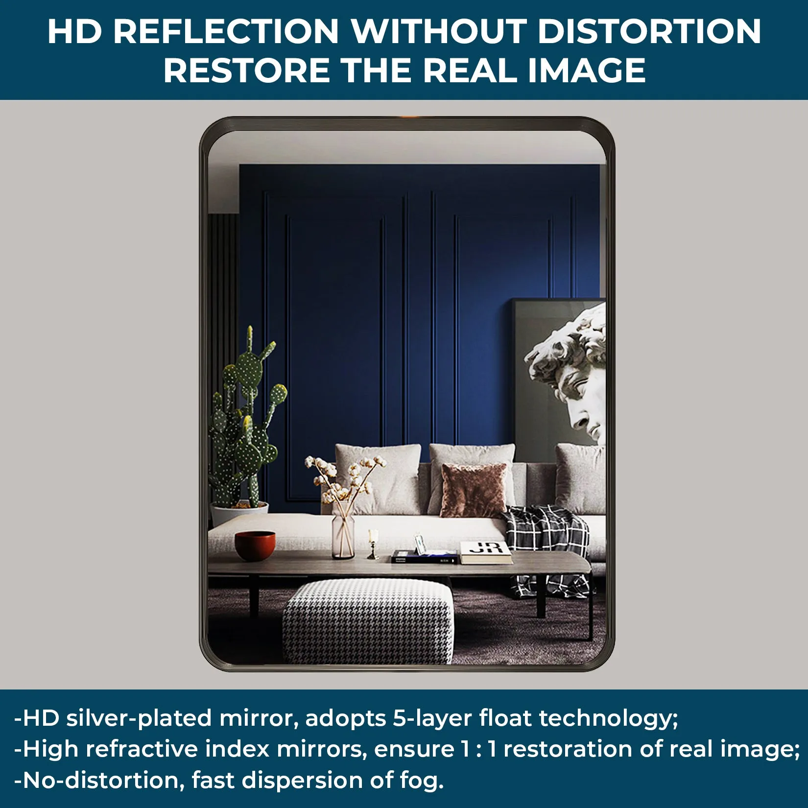 Awandee Home Black Metal Framed Bathroom Mirror for Wall 22 x 30 inch