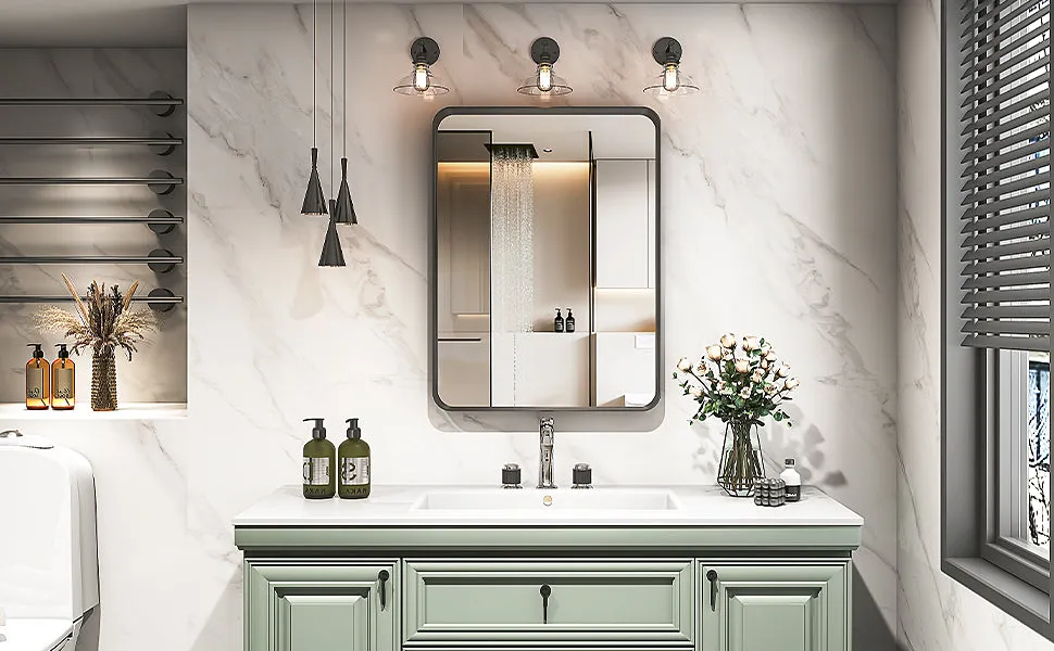 Awandee Home Black Metal Framed Bathroom Mirror for Wall 22 x 30 inch