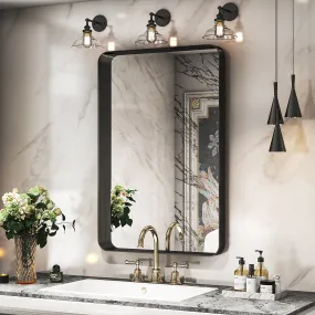 Awandee Home Black Metal Framed Bathroom Mirror for Wall 24 x 36 inch