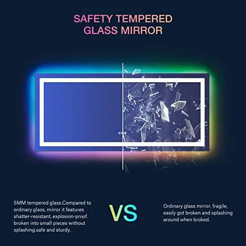 Awandee Home LED Bathroom Mirror with Colorful Lights 72 X 32 inch