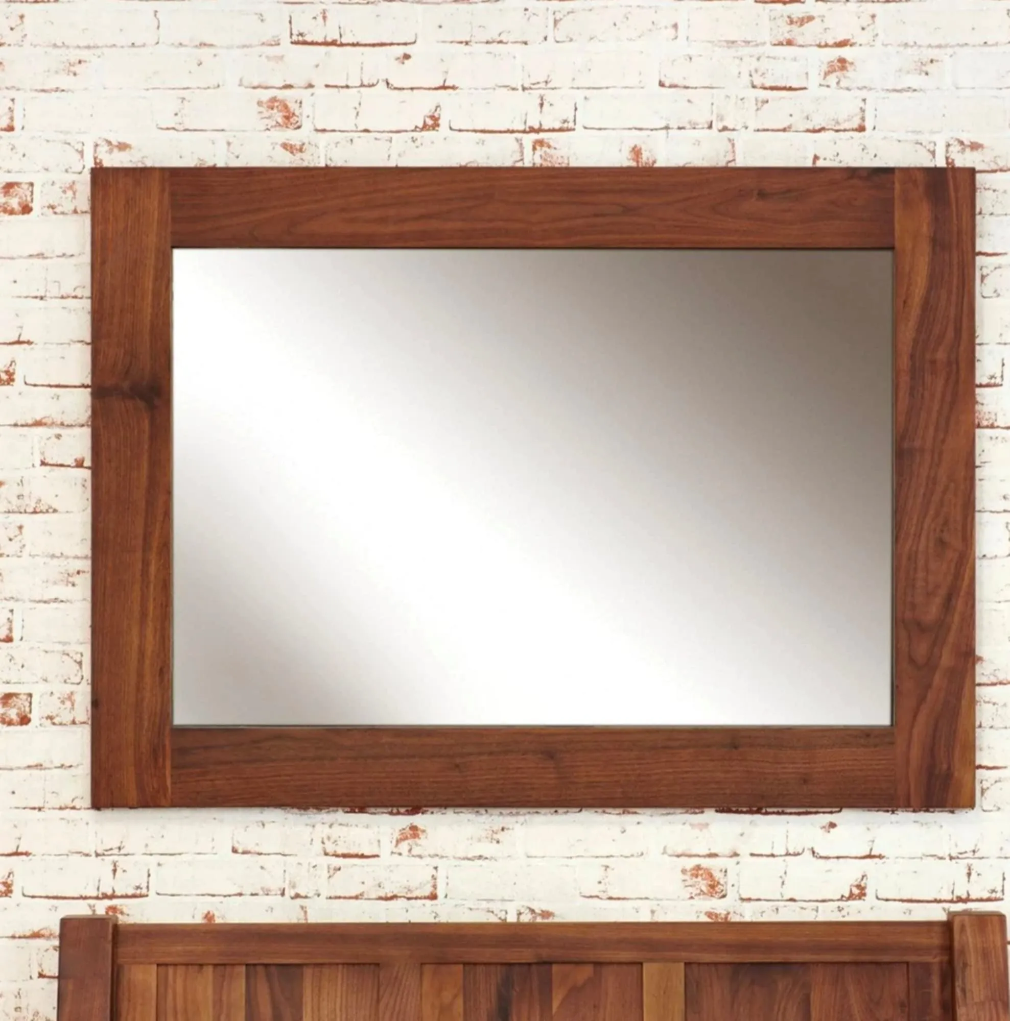 BALAJI FURNITURE Solid Sheesham Wood Wall Dressing Mirror for Bedroom | Wooden Wall Mounted Rectangular Framed Mirror for Home & Hotels | Designer Dressing Wall Console Mirror for Bathroom, Natural