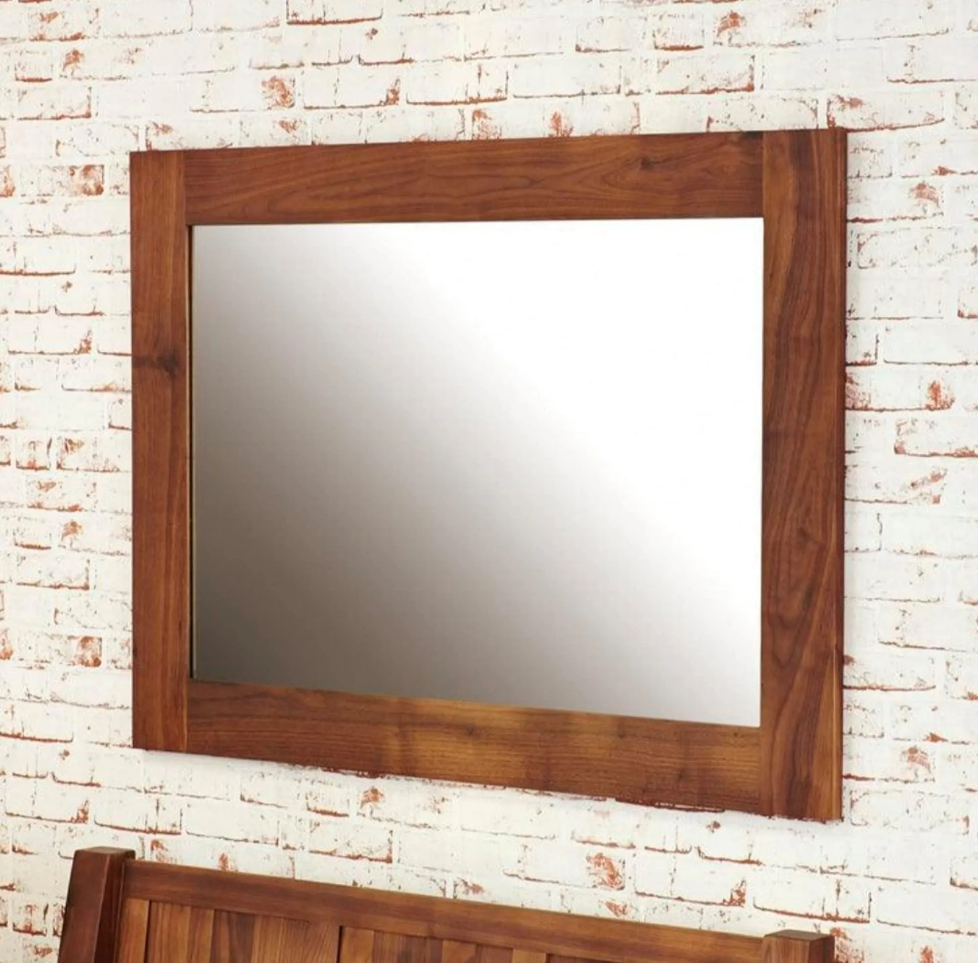 BALAJI FURNITURE Solid Sheesham Wood Wall Dressing Mirror for Bedroom | Wooden Wall Mounted Rectangular Framed Mirror for Home & Hotels | Designer Dressing Wall Console Mirror for Bathroom, Natural