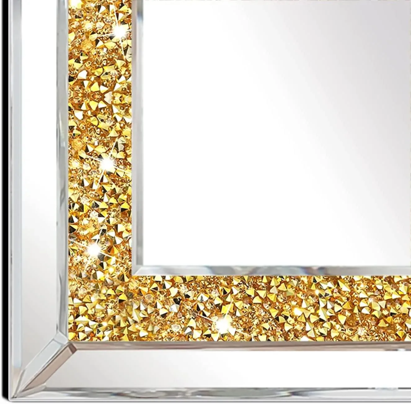 BAPIDA- Crystal Mirrors for Wall Decoration Crush Diamond Wall Mirror Rectangle Gold Sparkly Hanging Wall-Mounted Mirror Stunning Home Décor Modern Glass Art (24 x 18 Inch)