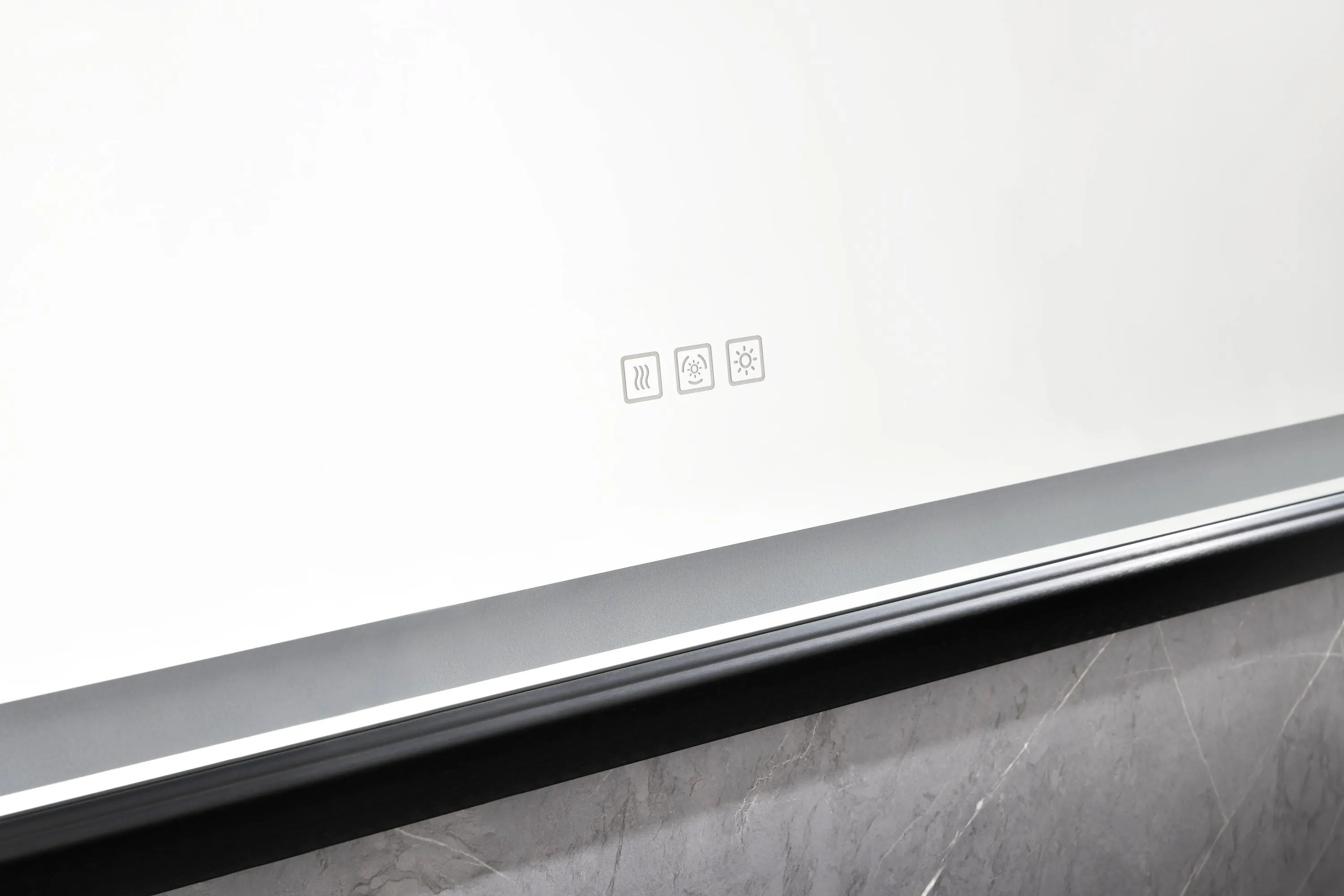 bathroom  led mirror is multi-functional and each function is controlled by a smart touch button.