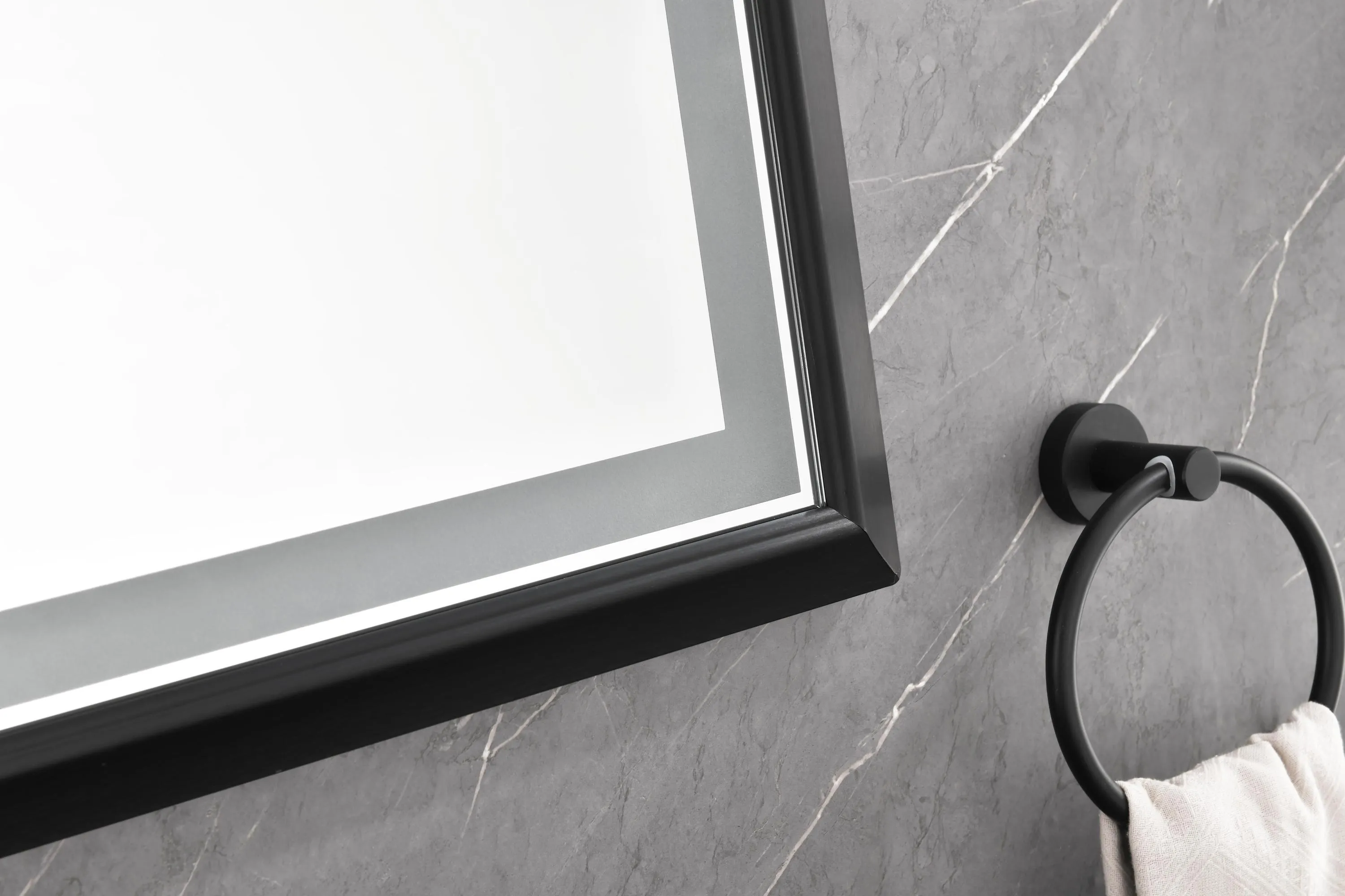 bathroom  led mirror is multi-functional and each function is controlled by a smart touch button.