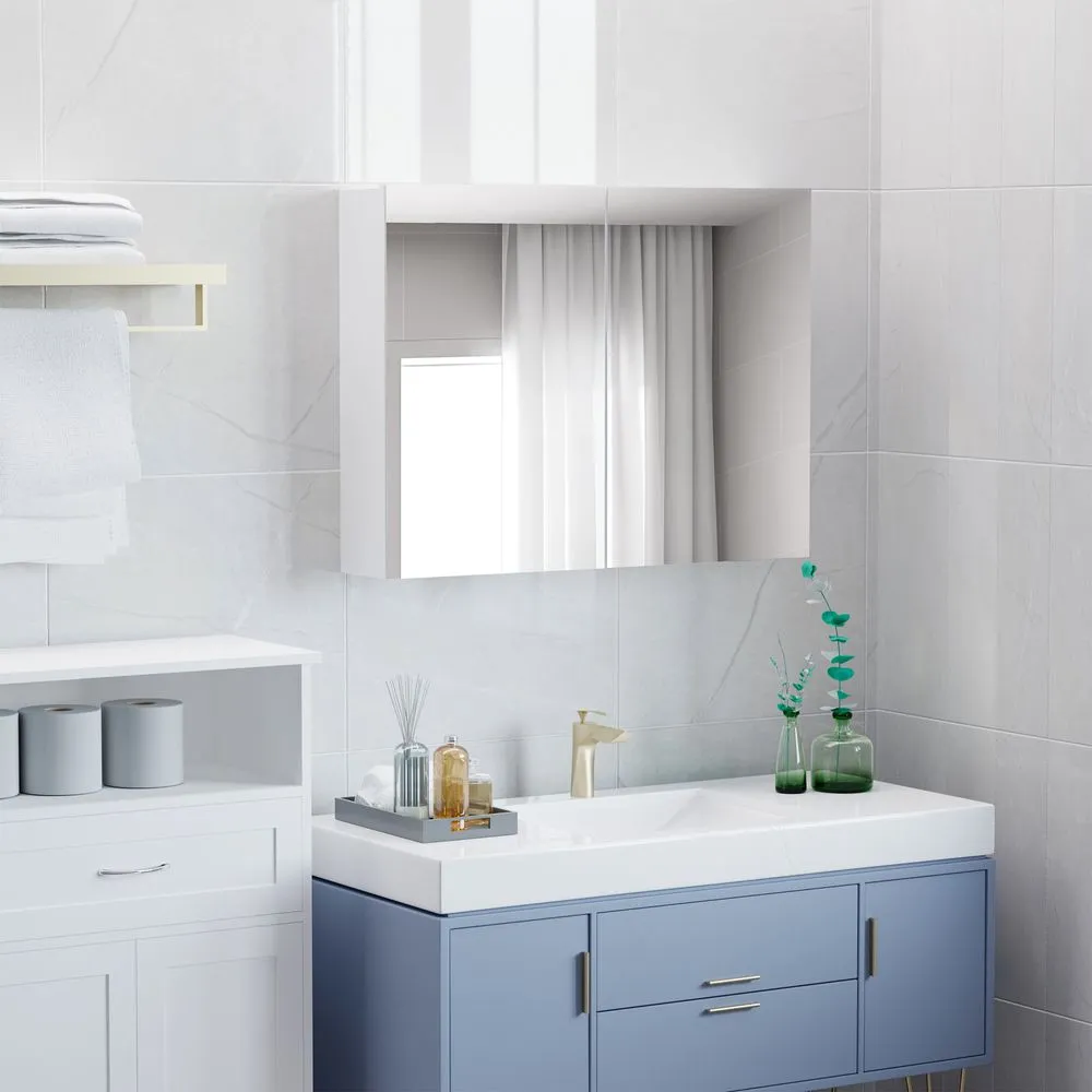 Bathroom Mirror with Storage - Double Door Wall-Mounted