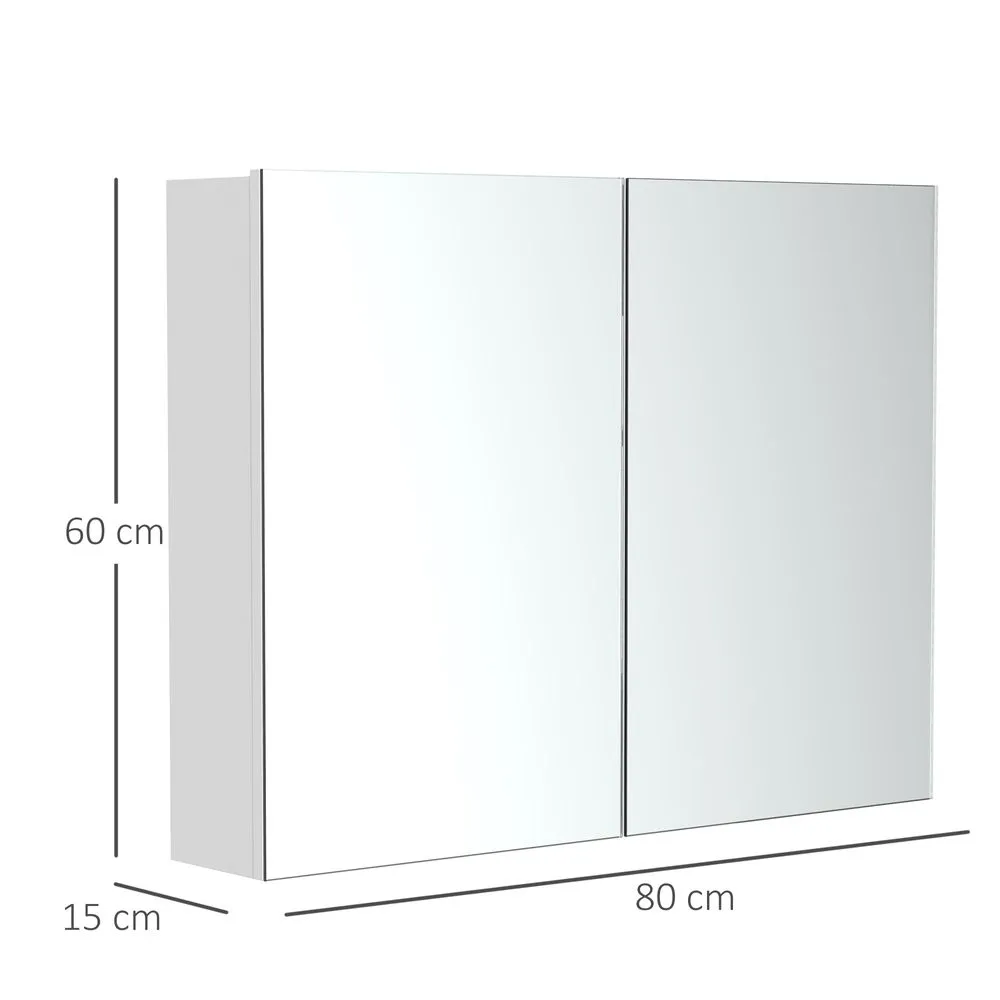Bathroom Mirror with Storage - Double Door Wall-Mounted