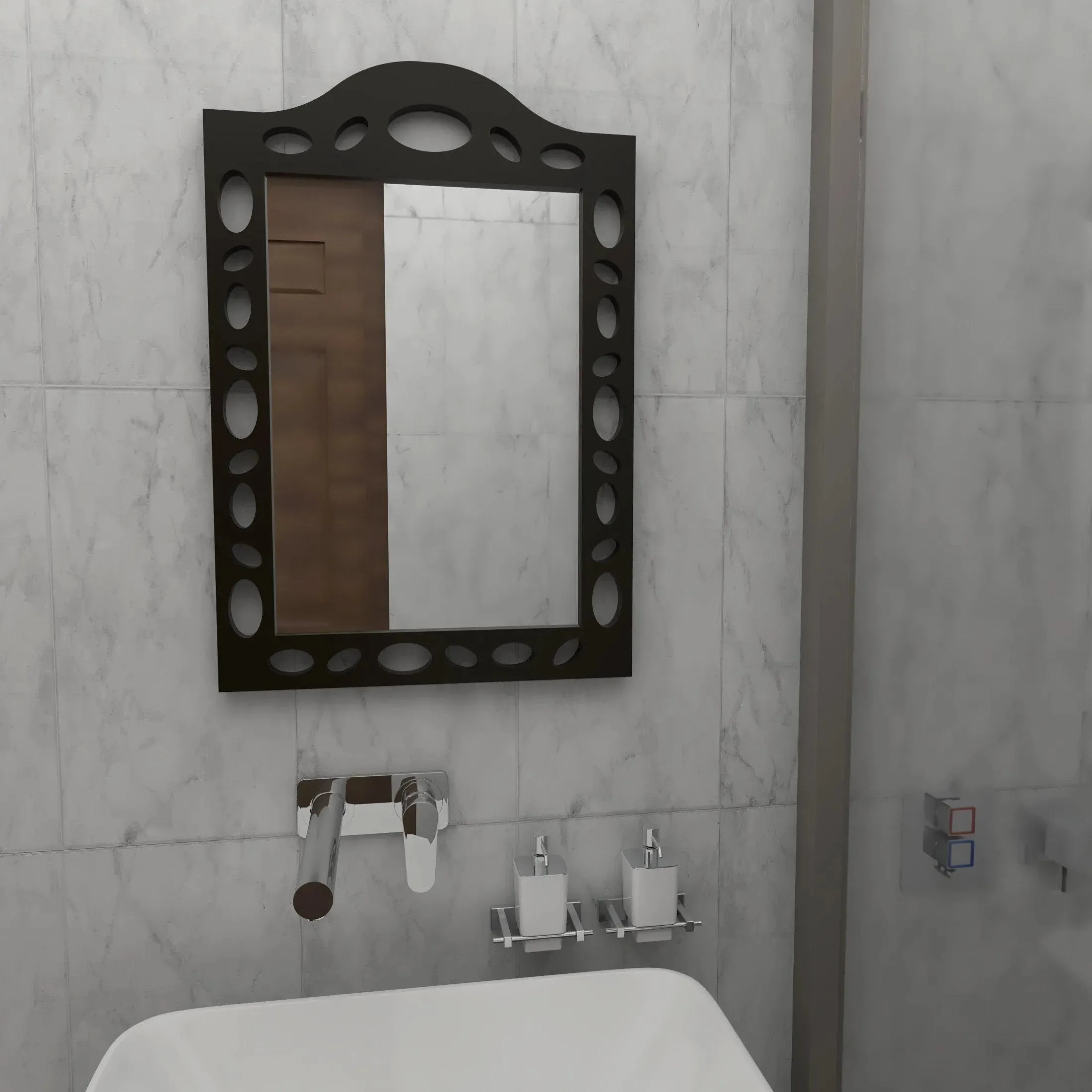 Big Wooden Wall Mirror, Dressing Bathroom Vanity Mirror