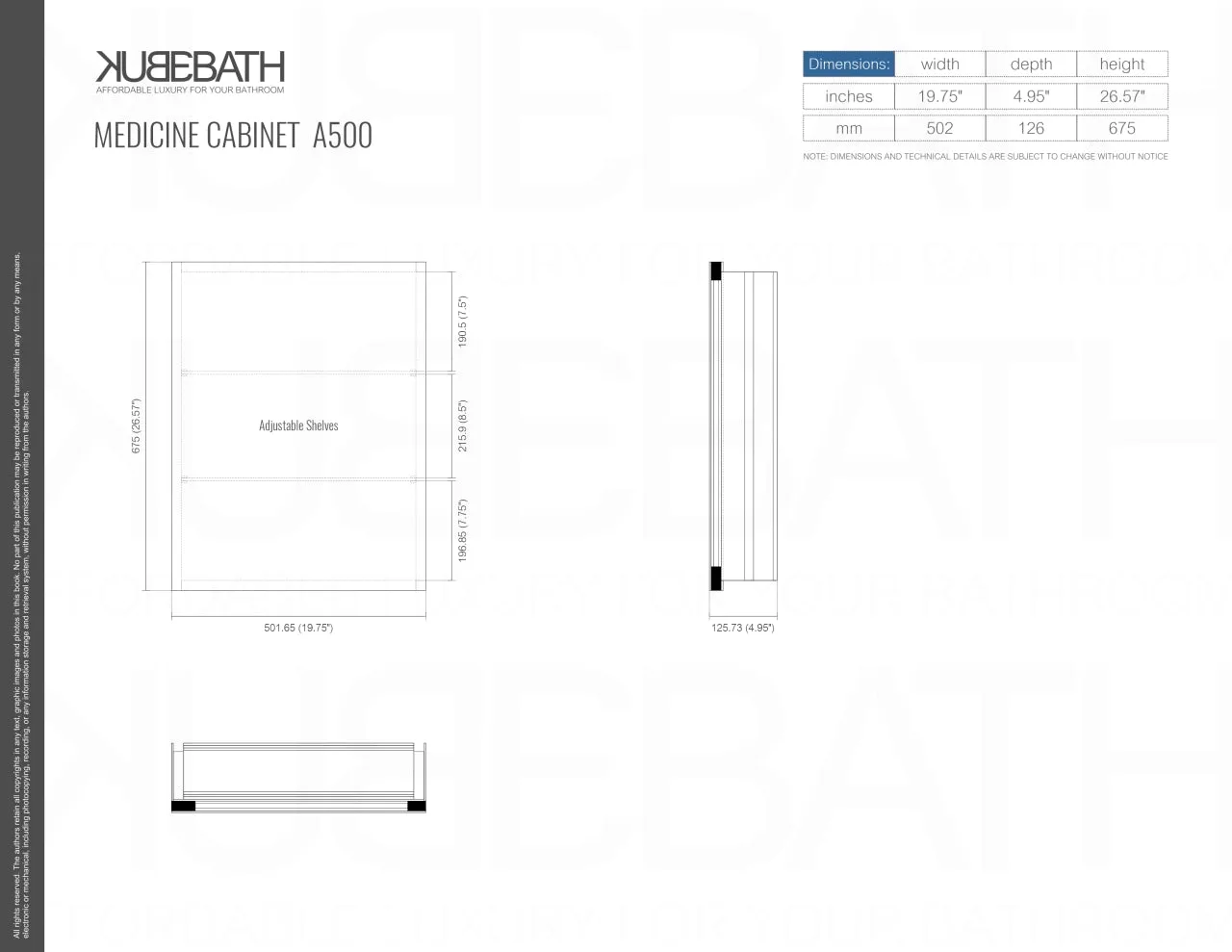 BISTON- 20" Mirrored Bathroom Medicin Cabinet