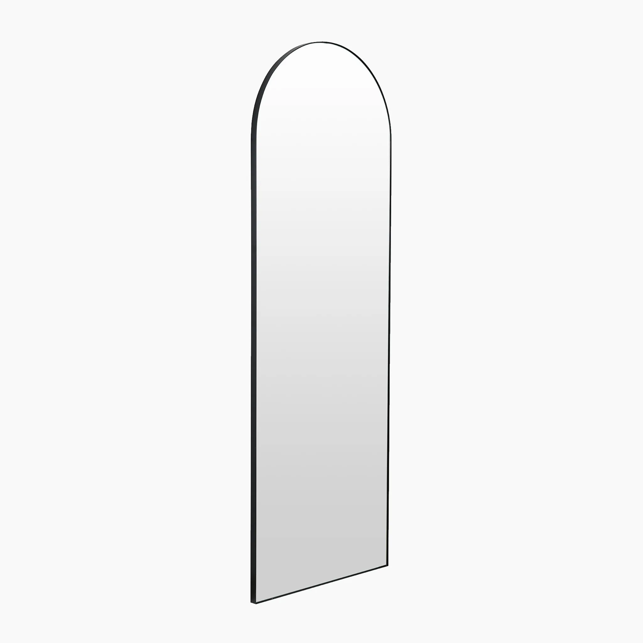 Black Metal Slim Frame Arch Floor Mirror