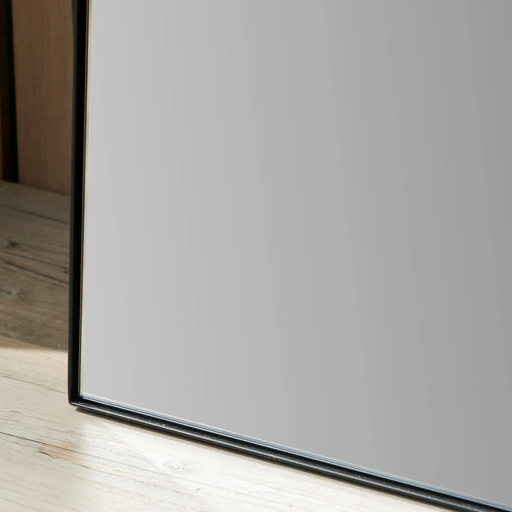 Black Metal Slim Frame Arch Floor Mirror