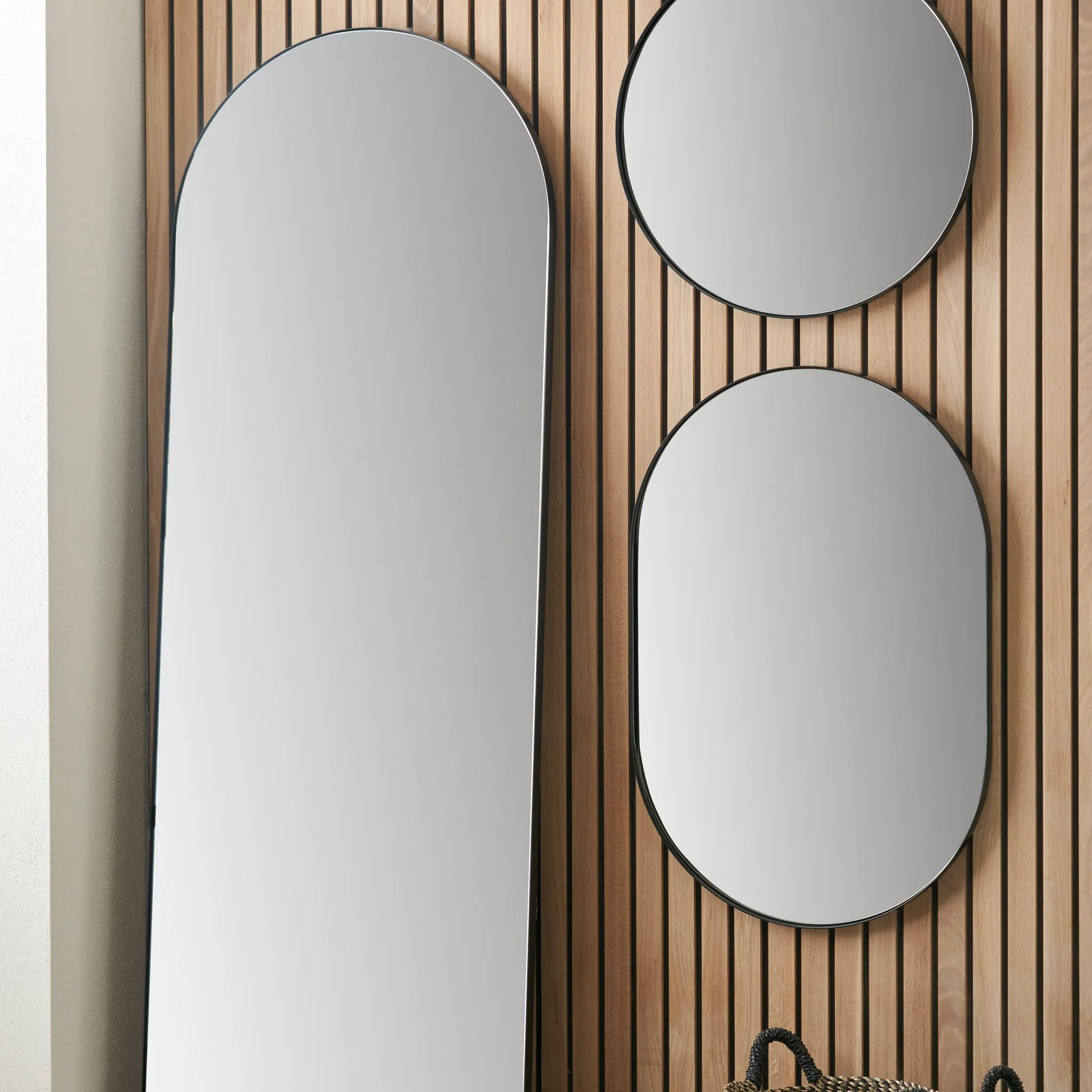 Black Metal Slim Frame Arch Floor Mirror