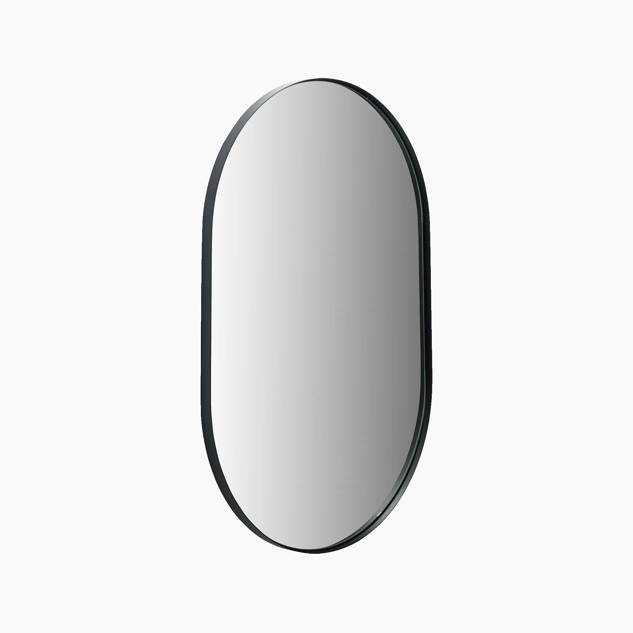 Black Metal Slim Frame Oval Wall Mirror