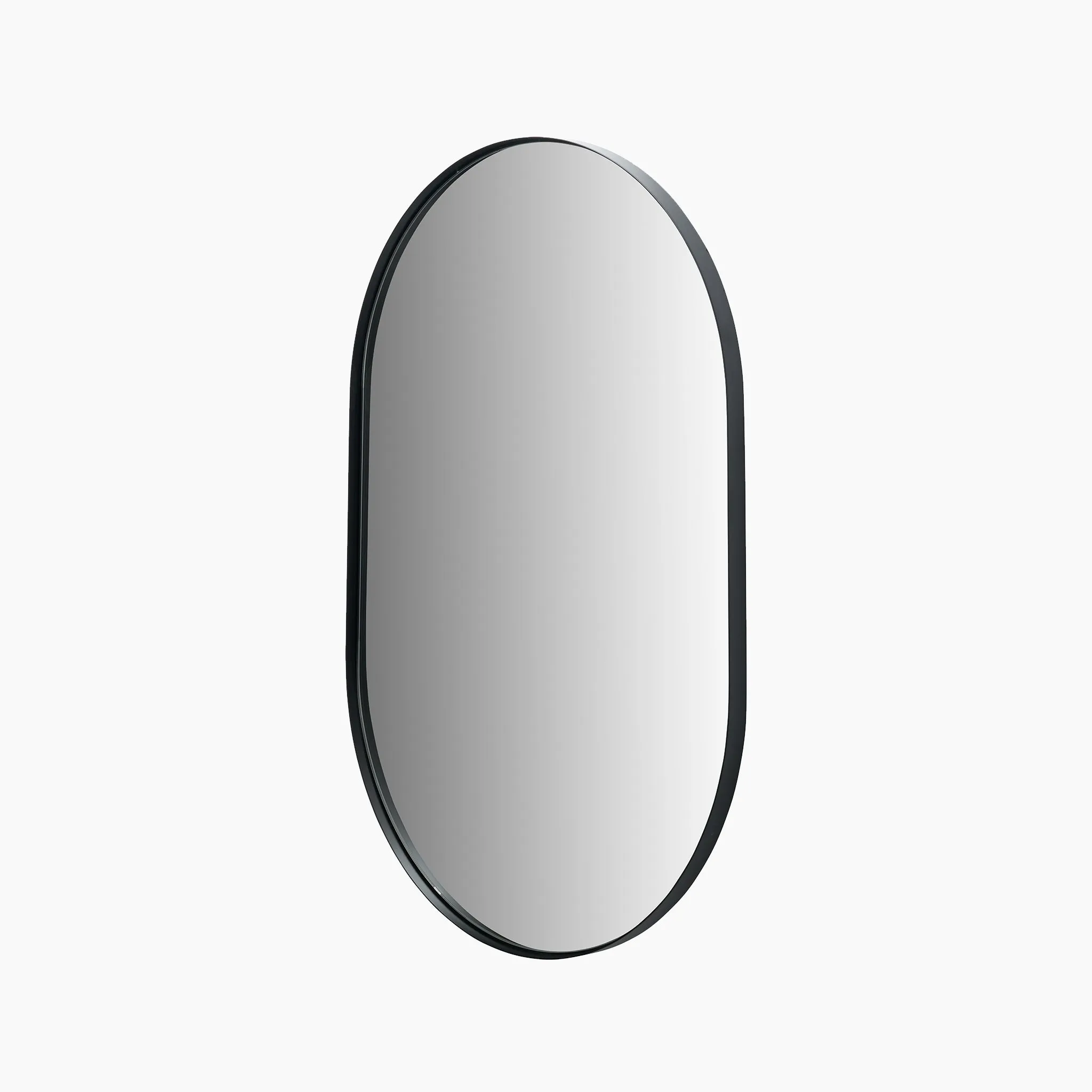 Black Metal Slim Frame Oval Wall Mirror
