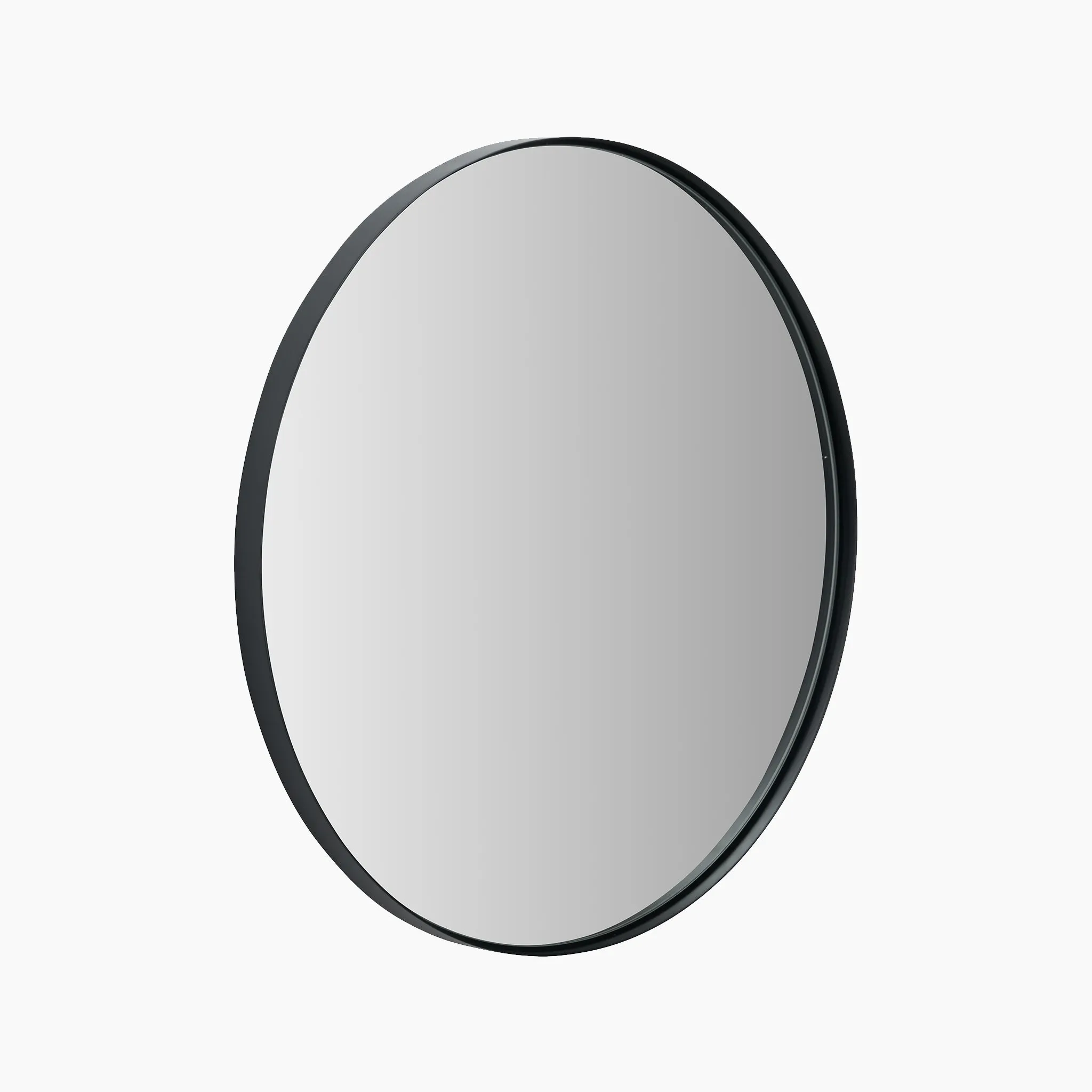 Black Metal Slim Frame Round Wall Mirror Large