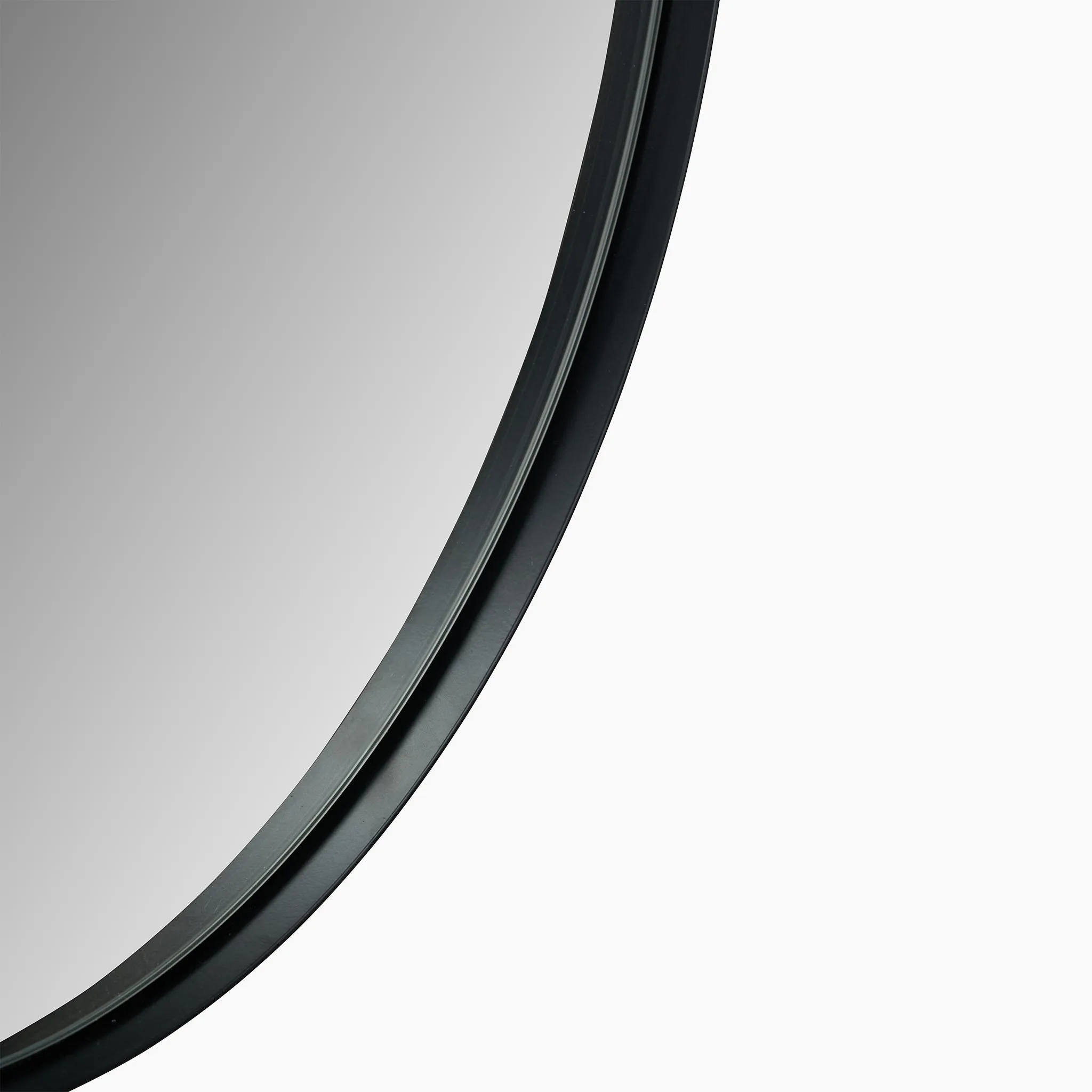 Black Metal Slim Frame Round Wall Mirror Large