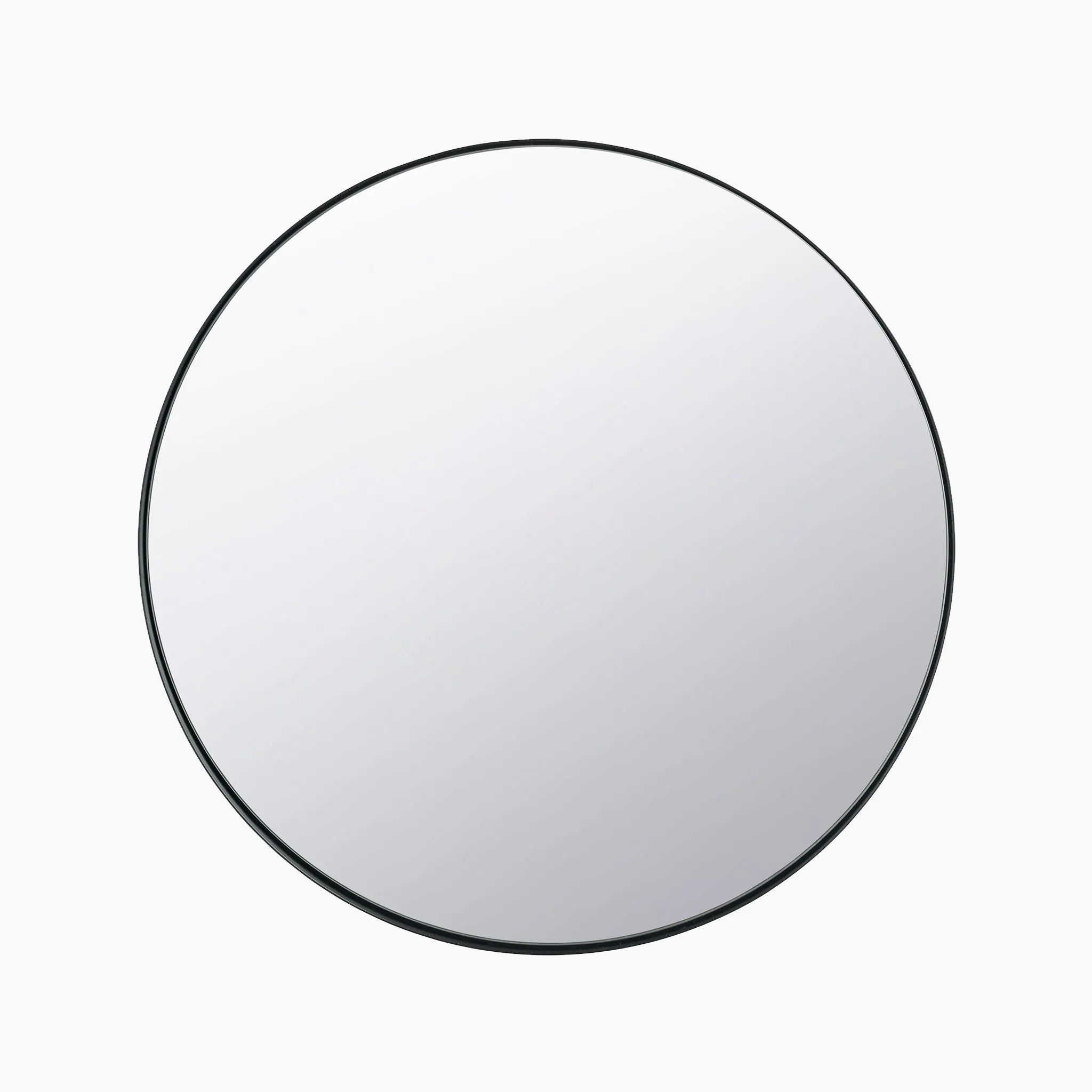 Black Metal Slim Frame Round Wall Mirror Large