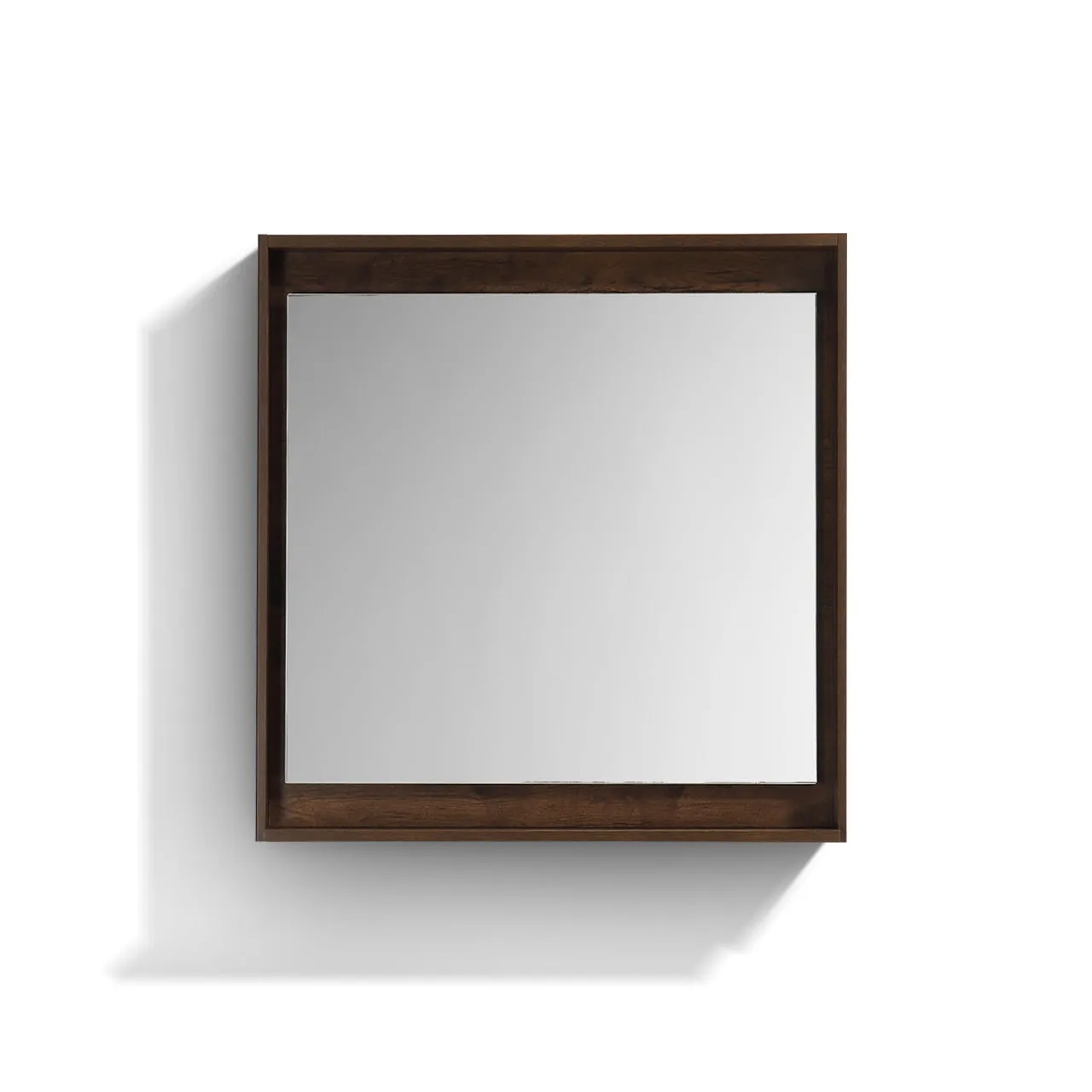 BLISS -30" ROSEWOOD Mirror with Wood Fame & Bottom Shelf