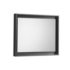 BLISS -30"Black Mirror with Wood Fame & Bottom Shelf