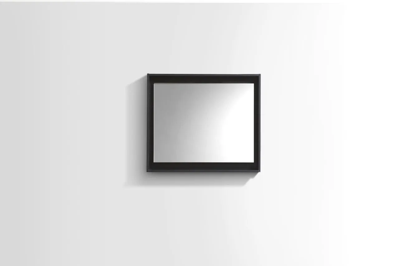 BLISS -30"Black Mirror with Wood Fame & Bottom Shelf