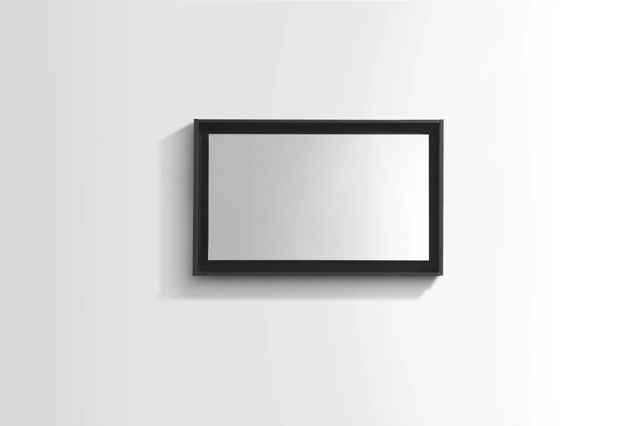 BLISS -36" Black  Mirror with Wood Frame & Bottom Shelf
