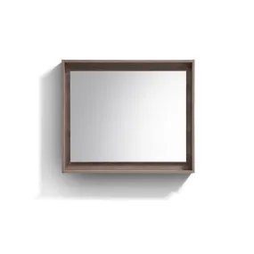 BLISS -36" BUTTERNUT  Mirror with Wood Frame & Bottom Shelf