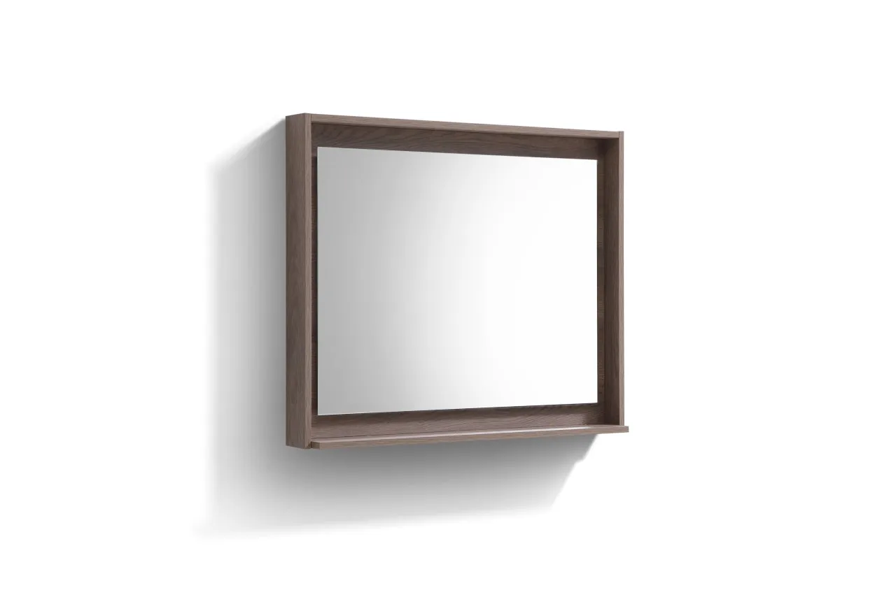 BLISS -36" BUTTERNUT  Mirror with Wood Frame & Bottom Shelf