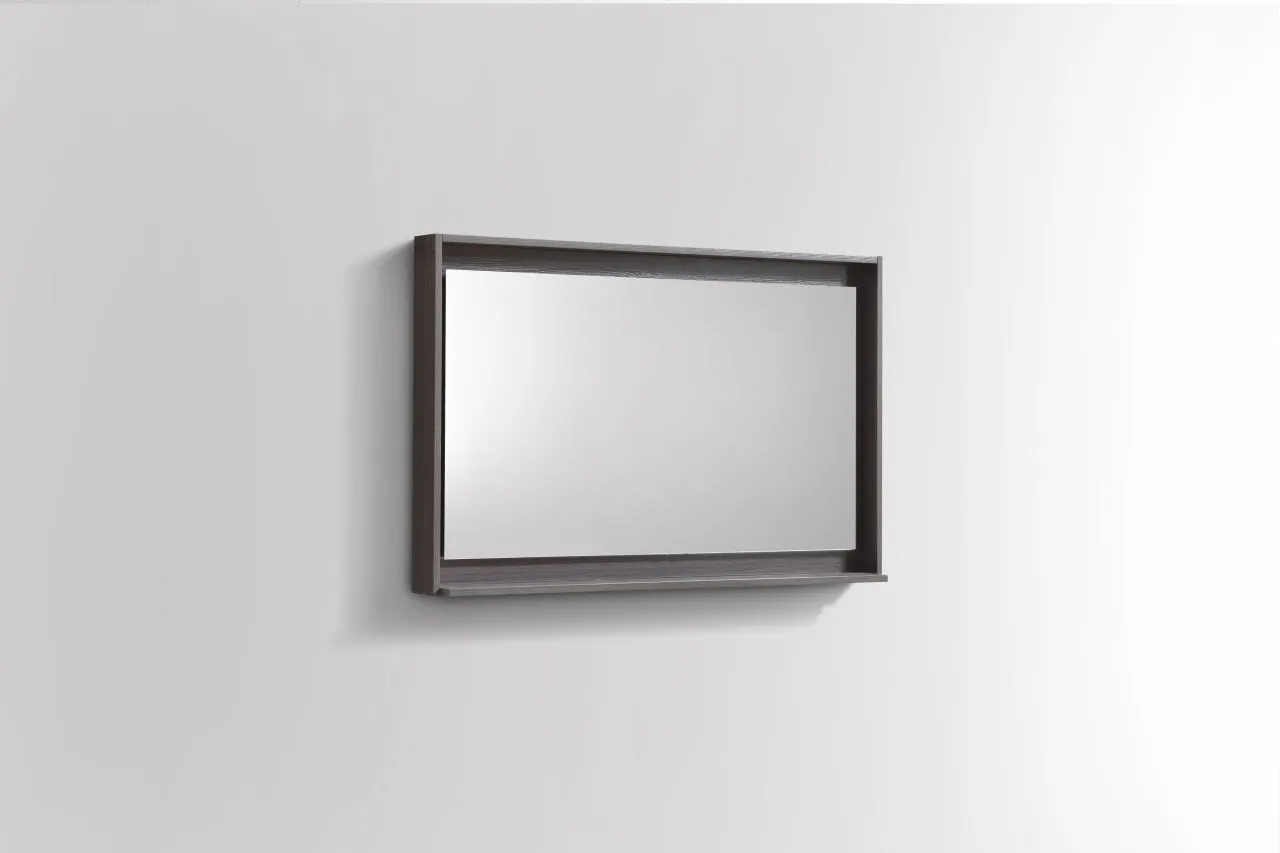 BLISS -36" GREY OAK  Mirror with Wood Frame & Bottom Shelf