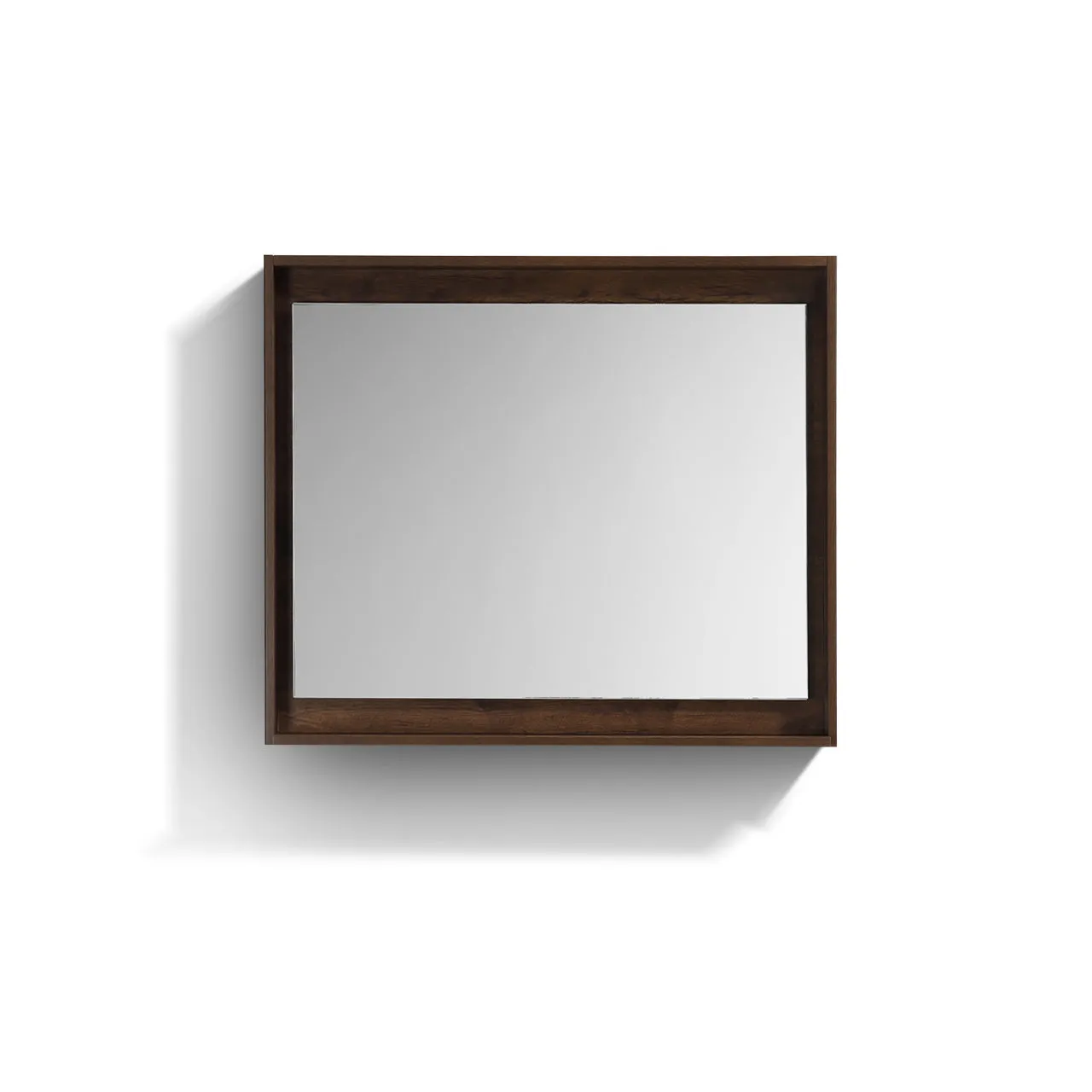 BLISS -36" ROSEWOOD  Mirror with Wood Frame & Bottom Shelf
