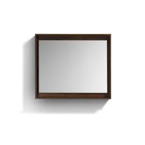 BLISS -36" ROSEWOOD  Mirror with Wood Frame & Bottom Shelf