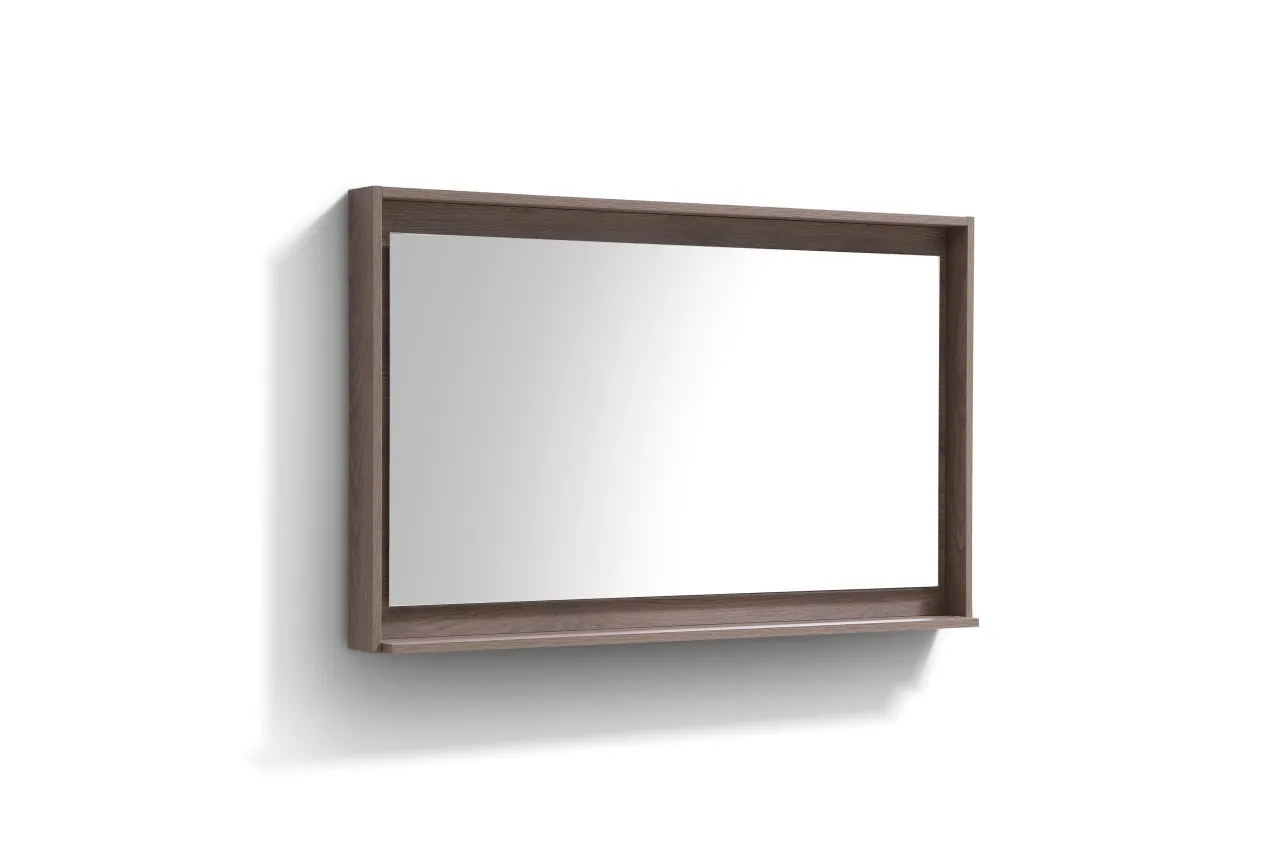 BLISS- 48" BUTTERNUT, Mirror With Wood Frame and Bottom Shelf