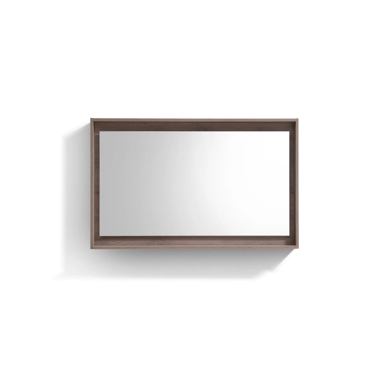 BLISS- 48" BUTTERNUT, Mirror With Wood Frame and Bottom Shelf