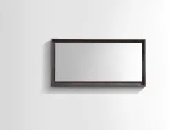 BLISS- 48" GREY OAK, Mirror With Wood Frame and Bottom Shelf