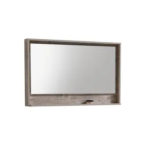 BLISS- 48" Nature Wood, Mirror With Wood Frame and Bottom Shelf