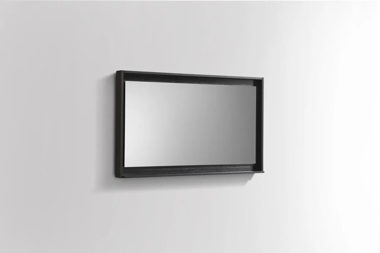 BLISS-48"Black Mirror with Wood Frame & Bottom Shelf